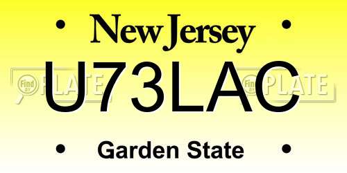 U73LAC New Jersey License Plate