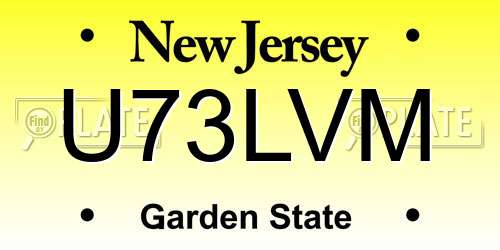 U73LVM New Jersey License Plate