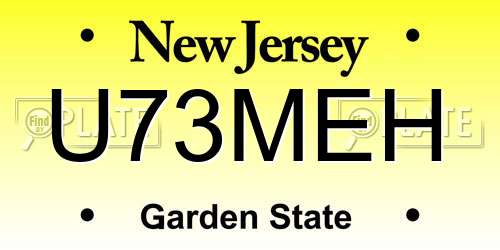 U73MEH New Jersey License Plate
