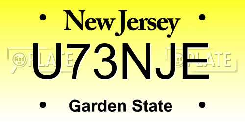 U73NJE New Jersey License Plate