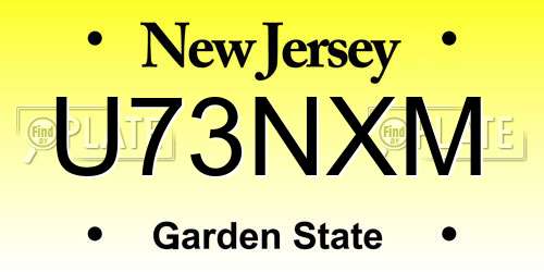 U73NXM New Jersey License Plate