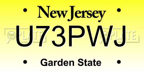 U73PWJ New Jersey License Plate