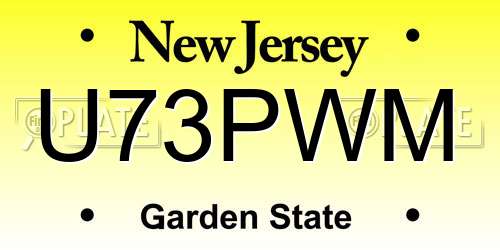 U73PWM New Jersey License Plate