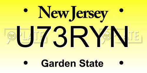 U73RYN New Jersey License Plate