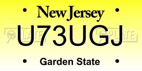 U73UGJ New Jersey License Plate