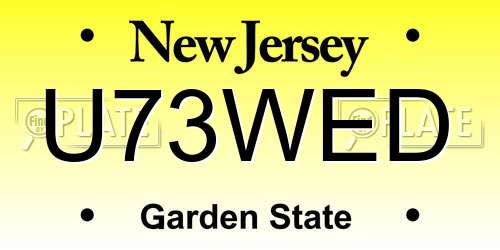 U73WED New Jersey License Plate