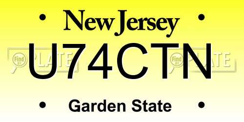 U74CTN New Jersey License Plate
