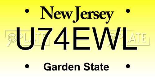 U74EWL New Jersey License Plate