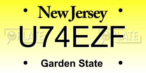 U74EZF New Jersey License Plate