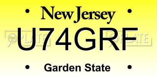 U74GRF New Jersey License Plate