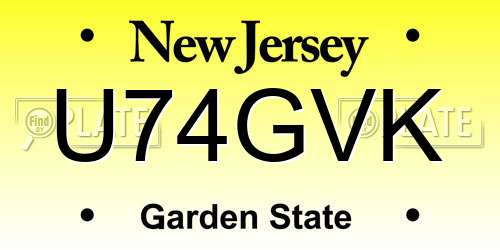 U74GVK New Jersey License Plate
