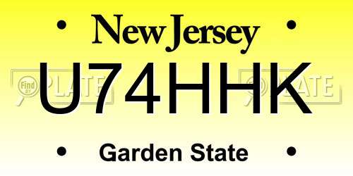 U74HHK New Jersey License Plate