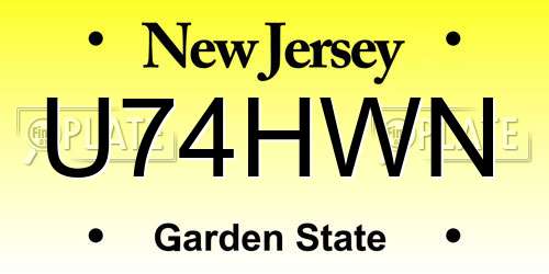 U74HWN New Jersey License Plate