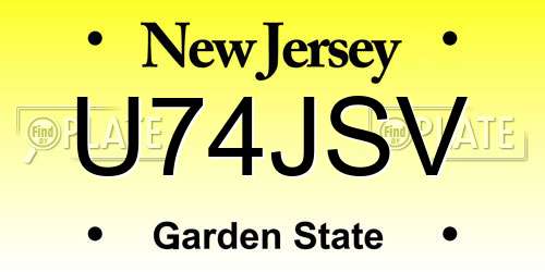 U74JSV New Jersey License Plate