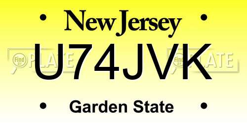 U74JVK New Jersey License Plate