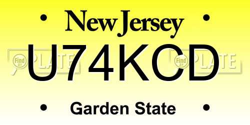 U74KCD New Jersey License Plate