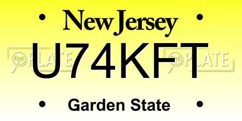 U74KFT New Jersey License Plate