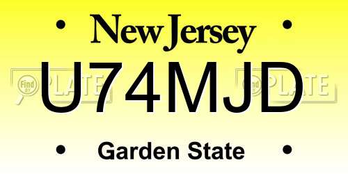 U74MJD New Jersey License Plate