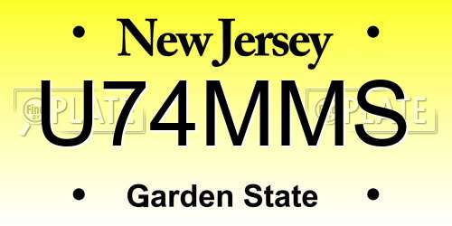 U74MMS New Jersey License Plate