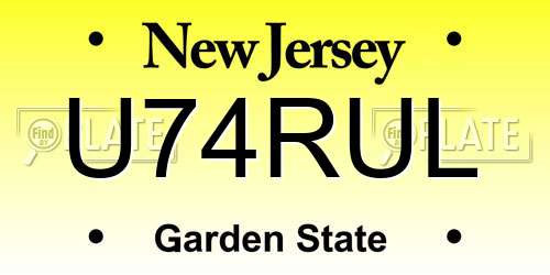 U74RUL New Jersey License Plate