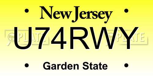 U74RWY New Jersey License Plate