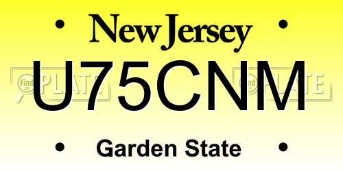 U75CNM New Jersey License Plate