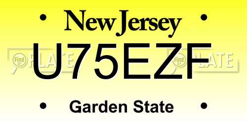 U75EZF New Jersey License Plate