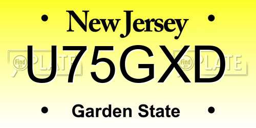 U75GXD New Jersey License Plate