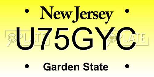 U75GYC New Jersey License Plate