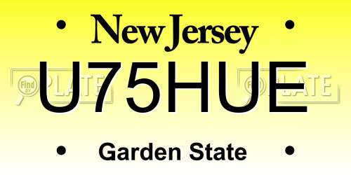 U75HUE New Jersey License Plate