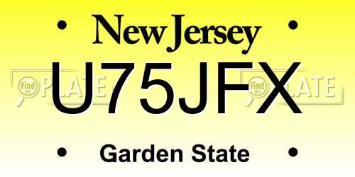 U75JFX New Jersey License Plate