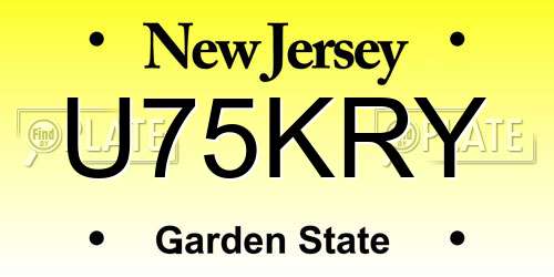 U75KRY New Jersey License Plate