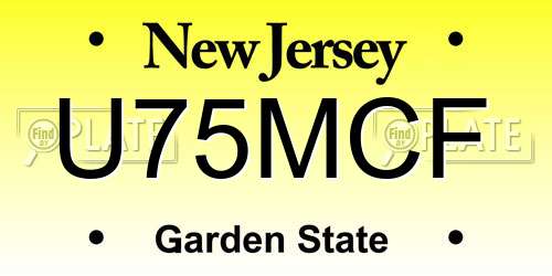 U75MCF New Jersey License Plate