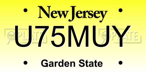 U75MUY New Jersey License Plate