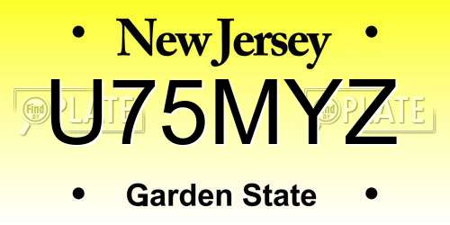 U75MYZ New Jersey License Plate