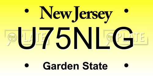 U75NLG New Jersey License Plate