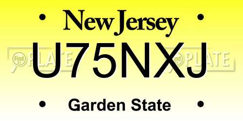 U75NXJ New Jersey License Plate