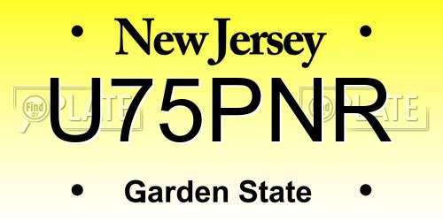 U75PNR New Jersey License Plate