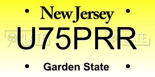 U75PRR New Jersey License Plate