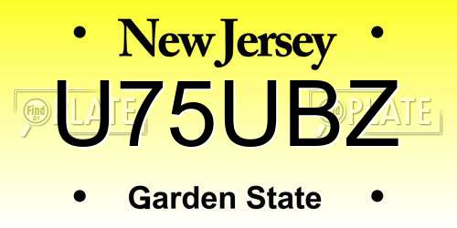 U75UBZ New Jersey License Plate