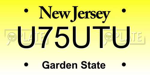 U75UTU New Jersey License Plate