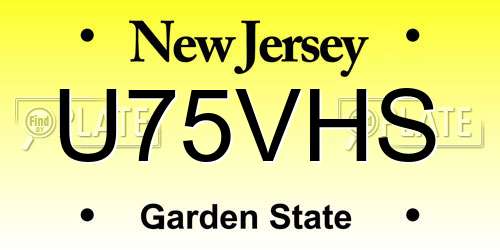 U75VHS New Jersey License Plate