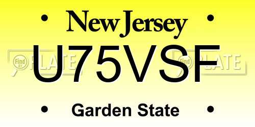 U75VSF New Jersey License Plate