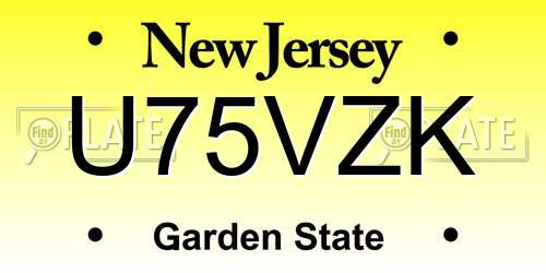 U75VZK New Jersey License Plate