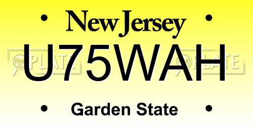 U75WAH New Jersey License Plate