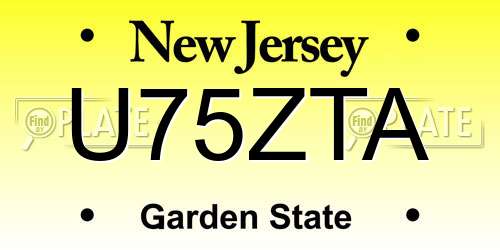U75ZTA New Jersey License Plate