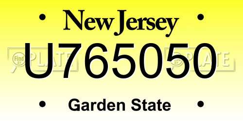 U765050 New Jersey License Plate