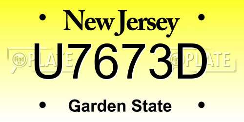 U7673D New Jersey License Plate