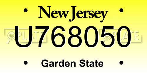 U768050 New Jersey License Plate