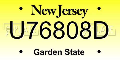 U76808D New Jersey License Plate